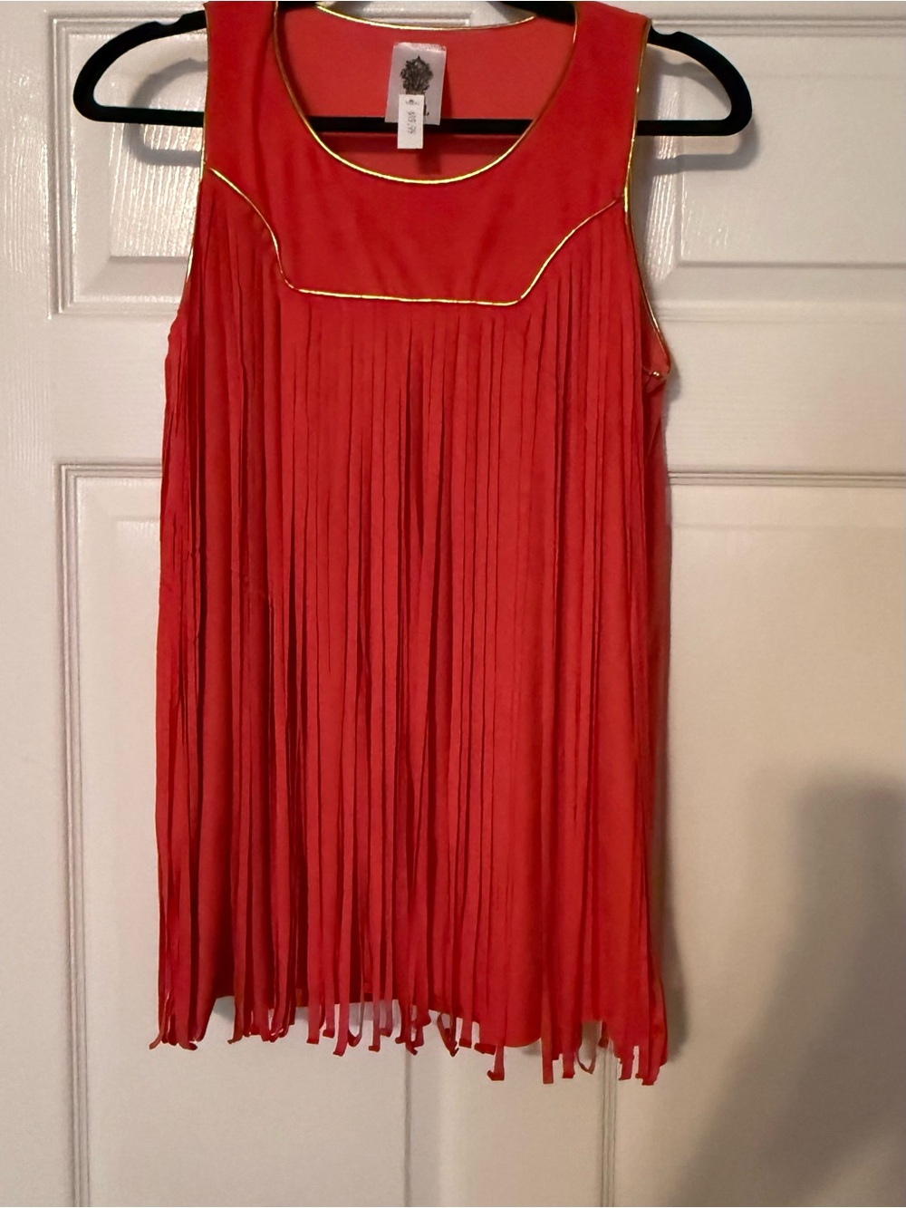 New Women’s Fringe Sleeveless Top with Gold Trim